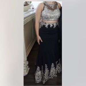 2 piece gold and black sweet 16 dress